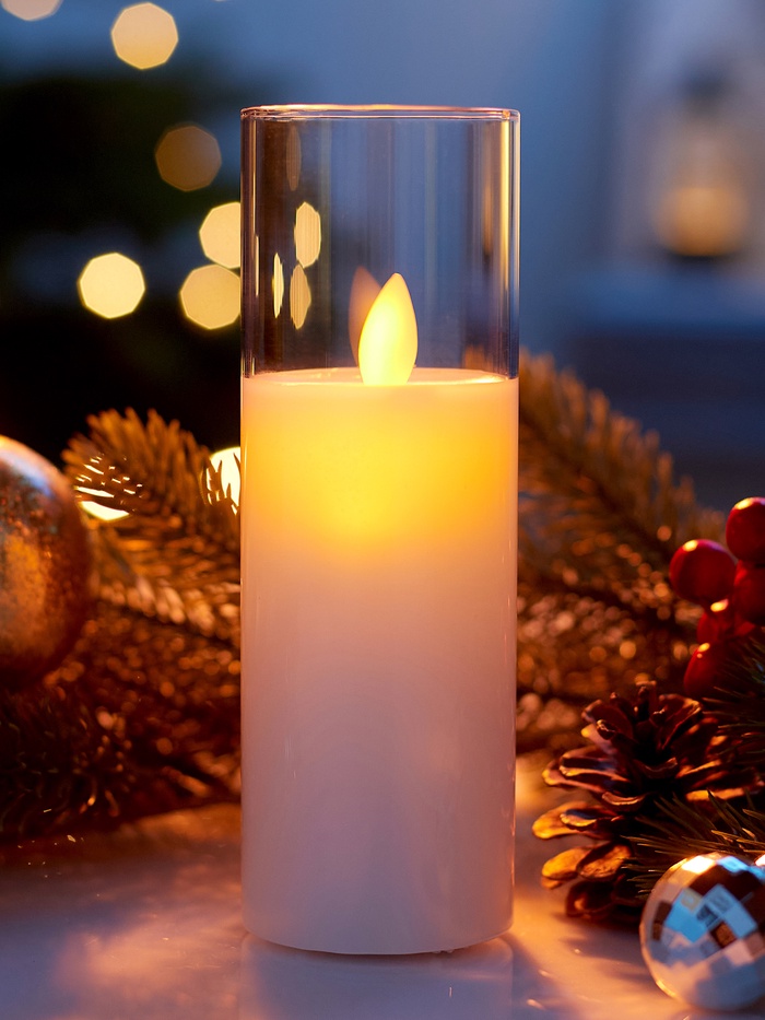 Светодиодная свеча «Белая», 16×5.5 см, от батареек AAx2, свечение тёплое белое - Фото 1