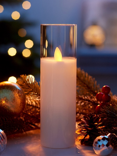 Светодиодная свеча «Белая», 18×5.5 см, от батареек AAx2, свечение тёплое белое