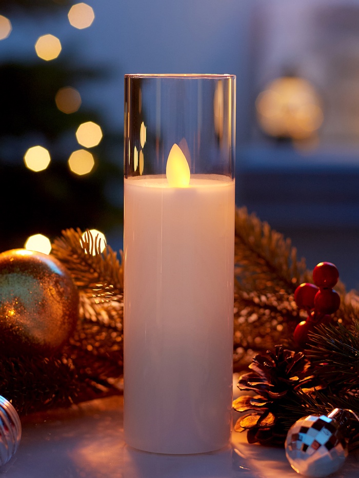 Светодиодная свеча «Белая», 18×5.5 см, от батареек AAx2, свечение тёплое белое - Фото 1