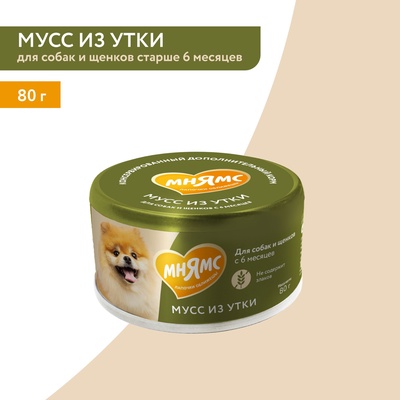 Влажный доп.корм Мнямс На каждый день Мусс из утки для собак и щен. старше 6 мес. 80 г