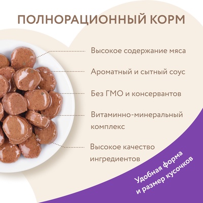 Влажный корм для кошек «Мнямс На каждый день», кусочки в соусе с ягнёнком, для комфортного пищеварения, 85 г
