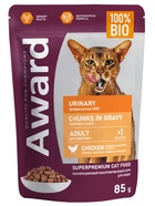 Влажный корм AWARD Urinary для профилактики мочекаменной болезни у взрослых кошек, кусочки в соусе с курицей, 85 г - Фото 2
