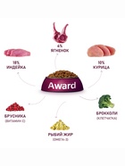 Сухой корм AWARD для взрослых собак мелких и миниатюрных пород с ягнёнком/индейкой/брокколи и брусникой 10 кг - Фото 4