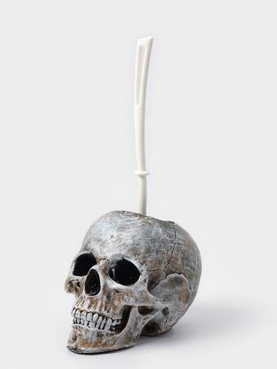 УЦЕНКА Подставка под ёрш «Череп», 16×15×22 см, ёршик пластиковый