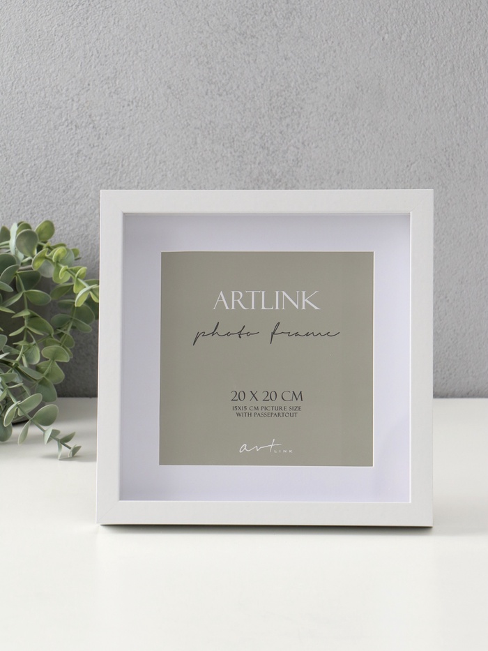 Фоторамка для фото 20×20 см, с паспарту 14×14 см МДФ Camila, белый - Фото 1