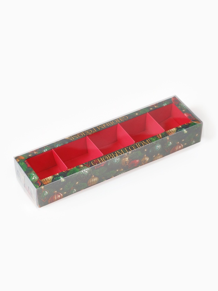 Коробка под 5 конфет с ячейками «Новый год», 6 × 23 × 3 см - Фото 1