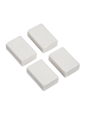 Набор ластиков 4 штуки, прямоугольные, белые, в пленке