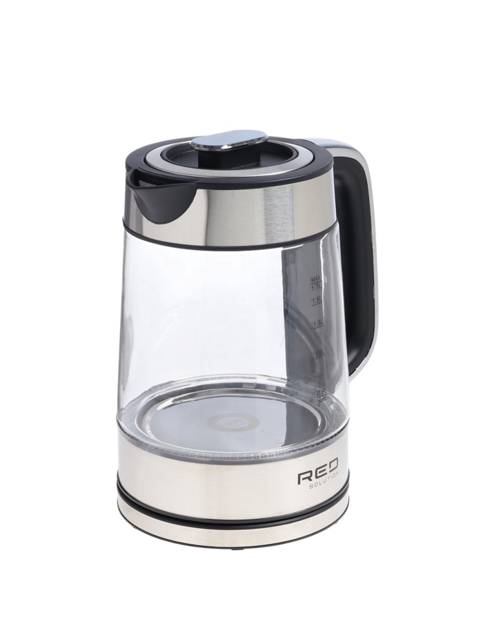 Чайник электрический RED SOLUTION G104, 1.7 л, 2200 Вт, стекло, съёмная крышка, серый - Фото 1