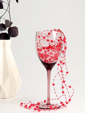 Гирлянда для декора из бусин, красная