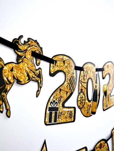 Гирлянда на ленте «Новый год 2026», лошади, 150 см