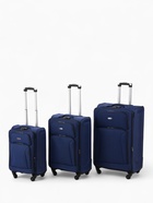 УЦЕНКА Чемодан на колёсах маленький 97 л (L), на молнии, кодовый замок, 4 колеса, синий - Фото 12