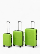 УЦЕНКА Чемодан на колёсах маленький 111 л (L), на молнии, кодовый замок, 4 колеса, зелёный - Фото 11