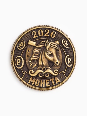 Монета новогодняя сувенирная в мешочке 2026, d=2.5 см