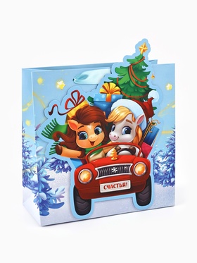 Пакет подарочный новогодний «Новый год 2026», лошади, 22?22?10 см (комплект 2 шт)