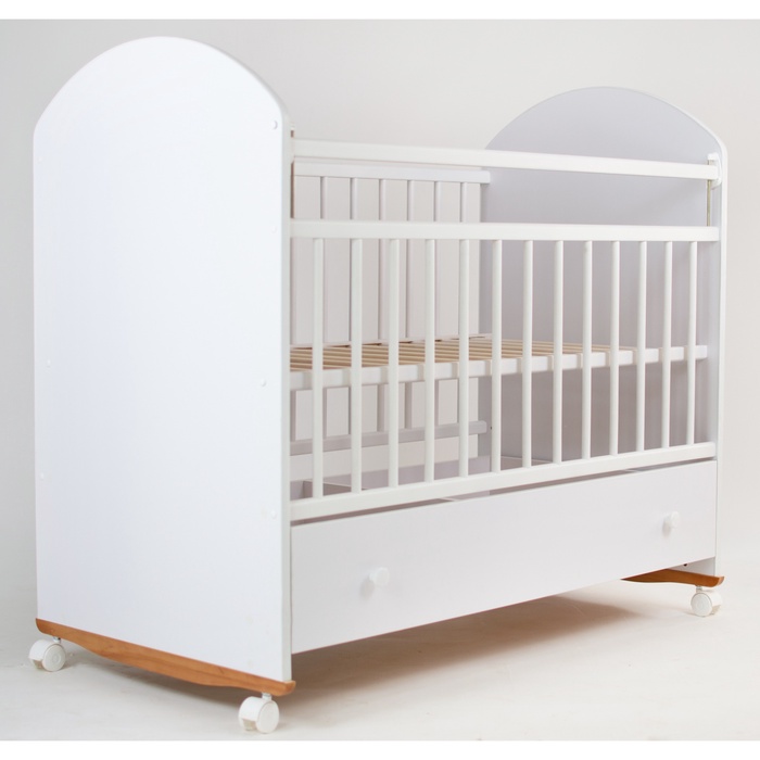 Кровать детская Беллучи / Bellucci Колесо-Качалка, Ящик, белый - Фото 1