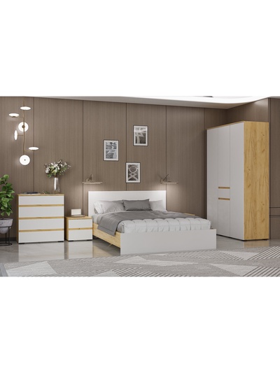 Спальный гарнитур «Лора», комплект 6 предметов, цвет крафт золотой/белый