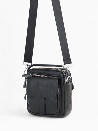 Сумка кросс-боди мужская Fidelio Largo на молнии, 17×9×20 см, чёрная