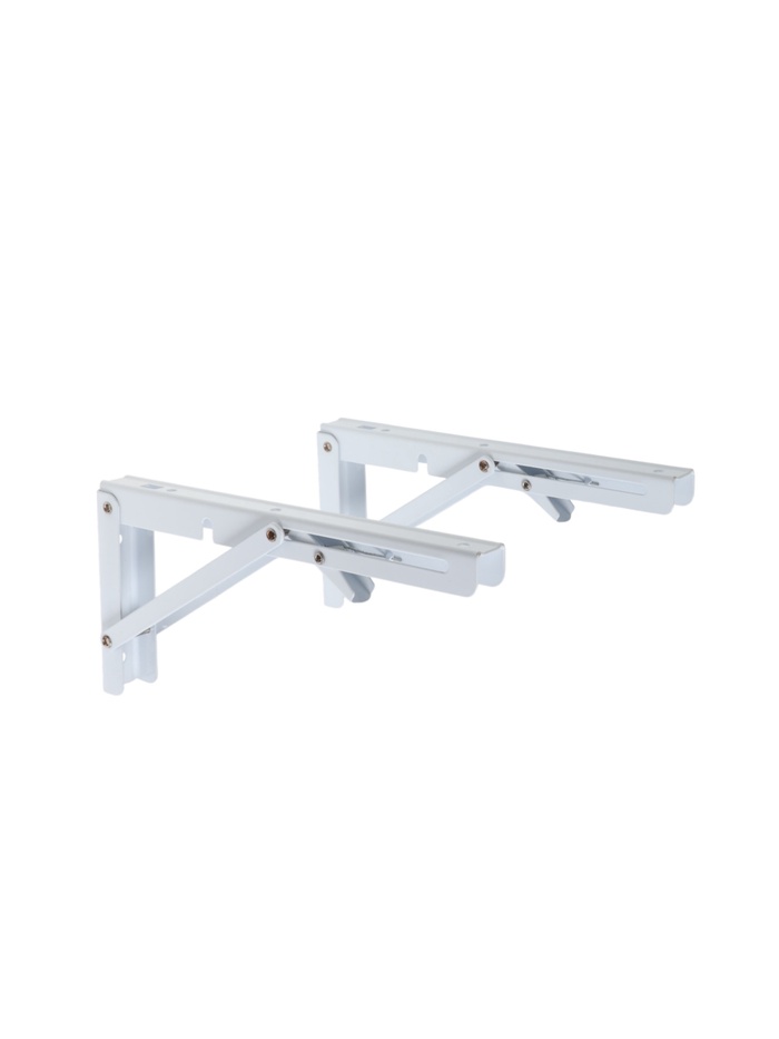 Кронштейн складной для столов и полок ТУНДРА, 2 шт., длина 250 мм, сталь, белый - Фото 1