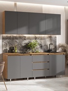 Кухонный гарнитур прямой «Челси №2», 2000 мм, цвет графит/дуб крафт/дуб вотан 10905818