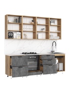 Кухонный гарнитур в потолок «Рио №2», 2400 мм, цвет дуб крафт/бетон тёмный/дуб крафт/антарес - Фото 5