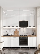 Кухонный гарнитур в потолок «Рио №3», 2400 мм, цвет белый глянец/дуб крафт/дуб вотан - Фото 4