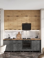 Кухонный гарнитур в потолок «Рио №3», 2400 мм, цвет дуб крафт/бетон тёмный/дуб крафт/дуб вотан - Фото 4