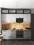 Кухонный гарнитур в потолок «Рио №4», 2400 мм, цвет бетон светлый/бетон тёмный/графит/дуб вотан - Фото 4