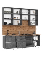 Кухонный гарнитур в потолок «Рио №4», 2400 мм, цвет бетон светлый/бетон тёмный/графит/дуб вотан - Фото 5