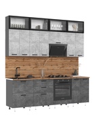 Кухонный гарнитур в потолок «Рио №4», 2400 мм, цвет бетон светлый/бетон тёмный/графит/дуб вотан - Фото 7