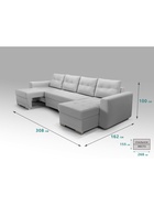 Диван модульный «КОРНЕР», ППУ, с оттоманкой, ткань вивальди 14, цвет светло - серый - Фото 3