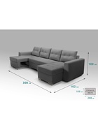 Диван модульный «КОРНЕР», ППУ, с оттоманкой, ткань вивальди 34, цвет графит - Фото 3