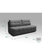 Диван прямой «ЛАЙН КЛЕТКА», с пружинным блоком, ткань вивальди 34, цвет графит - Фото 3