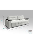 Диван «СИМПЛ КЛЕТКА», с подлокотниками с МДФ, с пружинным блоком, ткань вивальди 14, цвет светло - серый - Фото 3