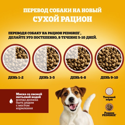 Сухой корм Pedigree для собак взрослых маленьких пород, говядина, 500 г
