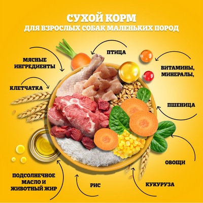 Сухой корм Pedigree для собак взрослых маленьких пород, говядина, 500 г