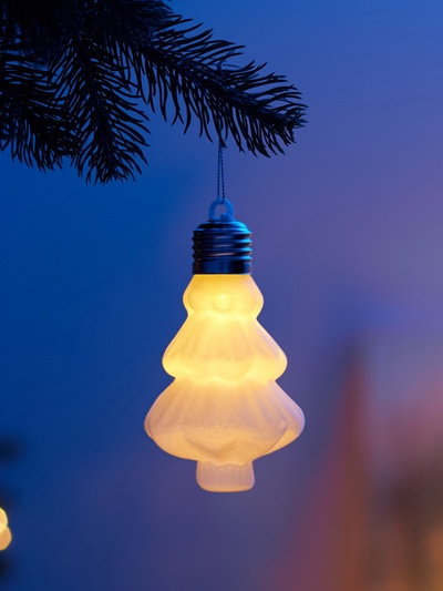 Елочный шар «Бархатная елочка» 12×8 см, 1 LED, от батареек LR44×3, свечение тёплое белое