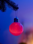 Елочный шар «Бархатный узор» 8 см, 1 LED, от батареек LR44×3, свечение тёплое белое - фото 6644437