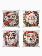 Набор декоративных новогодних наволочек «Этель. New Year's friends» 40×40 см, 4 шт., велюр - Фото 2