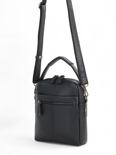 Сумка кросс-боди мужская Bagsland на молнии, 2 наружных кармана, с ручкой, длинный ремень, 17×5×22 см, чёрная