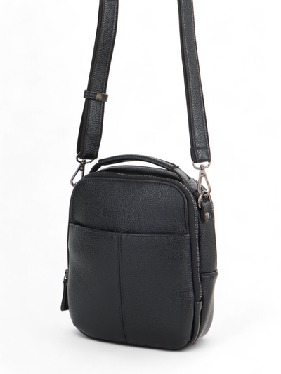 Сумка кросс-боди мужская Bagsland на молнии, 2 наружных кармана, с ручкой, длинный ремень, 17×6×20 см, чёрная