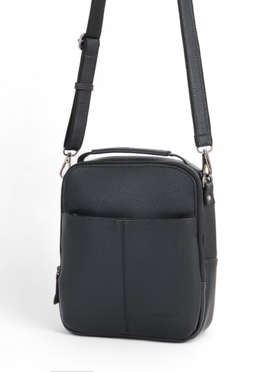 Сумка кросс-боди мужская Bagsland на молнии, 2 наружных кармана, с ручкой, длинный ремень, 20×6×26 см, чёрная