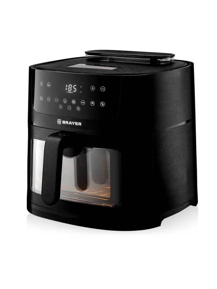 Аэрогриль BRAYER 2042BR, 8 л, 1800 Вт, 8 программ, 80-200°С, LCD-дисплей, чёрный - Фото 1