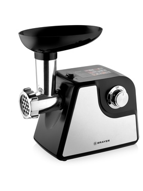 Мясорубка BRAYER 1607BR, электрическая, 1350 Вт, реверс, 2 диска, 4 насадки, 2 кг/мин