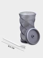 Стакан «Вихрь», 500 мл, 8×16 см, с трубочкой, силиконовая крышка, стекло, чёрный - Фото 2