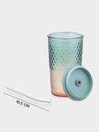 Стакан «Спектр», 500 мл, 8×16 см, с трубочкой, силиконовая крышка, стекло, зелёный - Фото 2