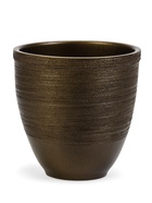 УЦЕНКА Горшок для цветов «Чёрное золото», керамический, 2.4 л, коричневый с золотой полосой - Фото 2