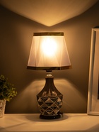 Лампа настольная керамика «Вильнюс» серая с серебром Е14 40 Вт RISALUX - фото 5039529