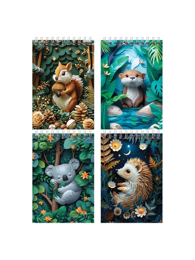 Блокнот BG. Paper art, 40 листов, А6, в клетку, на гребне, обложка из мелованного картона, МИКС