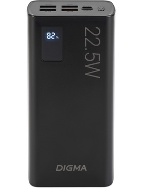 Мобильный аккумулятор Digma DGPF30A 30000mAh QC3.0/PD3.0 22.5W 3A 4xUSB-A/USB-C черный (DGPF30A22ABK Мобильный аккумулятор Digma DGPF30A 30000mAh QC3.0/PD3.0 22.5W 3A 4xUSB-A/USB-C черный (DGPF30A22ABK