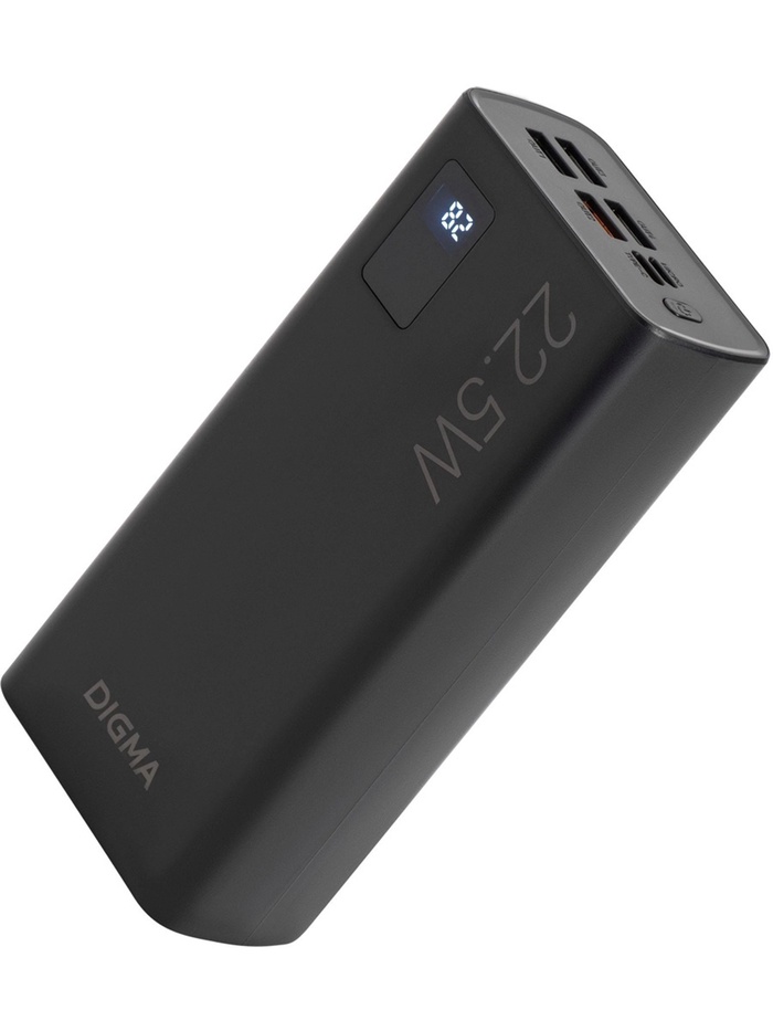Мобильный аккумулятор Digma DGPF30A 30000mAh QC3.0/PD3.0 22.5W 3A 4xUSB-A/USB-C черный (DGPF30A22ABK - фото 51793117